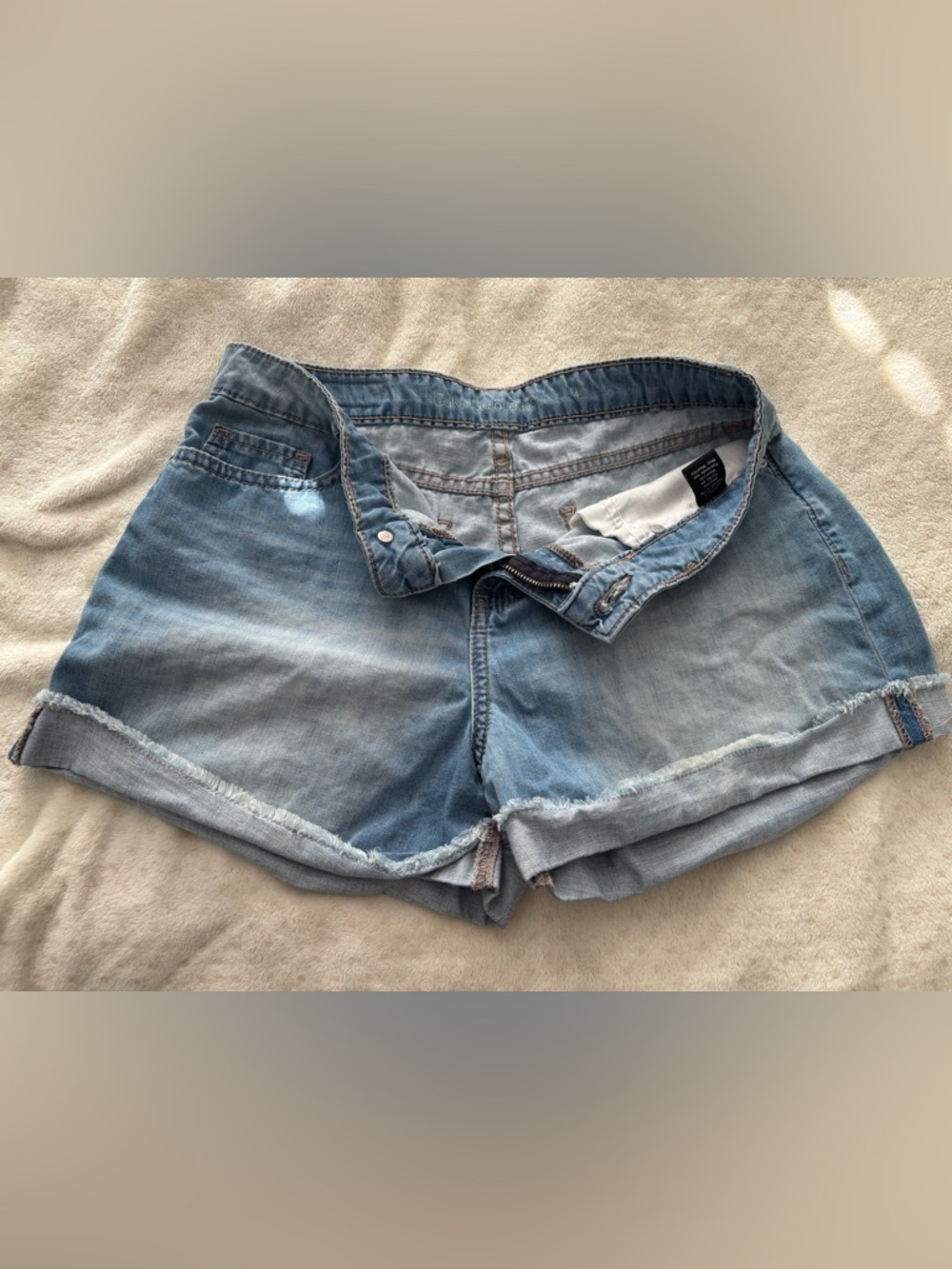 Calvin Klein Jeans Light Wash Rolled Cuff Denim Shorts